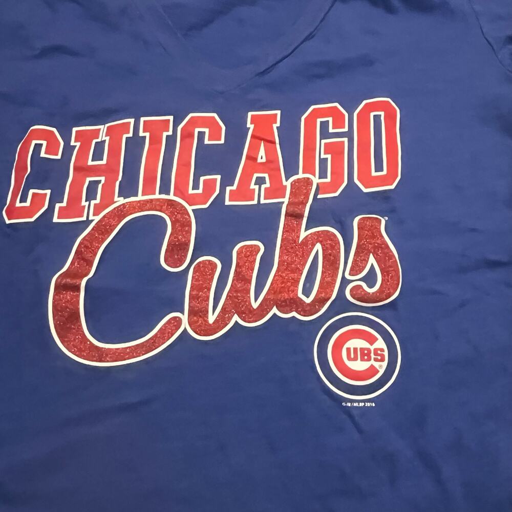 2016 Chicago Cubs Shirt Women's XL Navy Blue Logo MLB Baseball Ladies